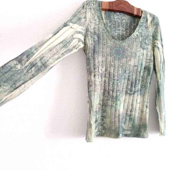 Unity World Wear Top Shirt Green Print Medium Chest 36" - Picture 2 of 3